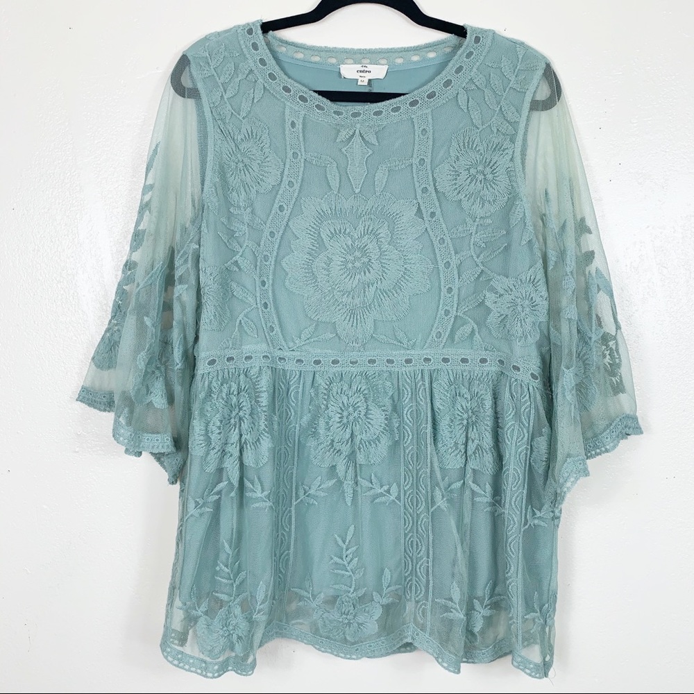 Entro women’s embroidered lace tunic top